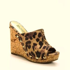 Michael Kors Leopard Print Cork Wedges